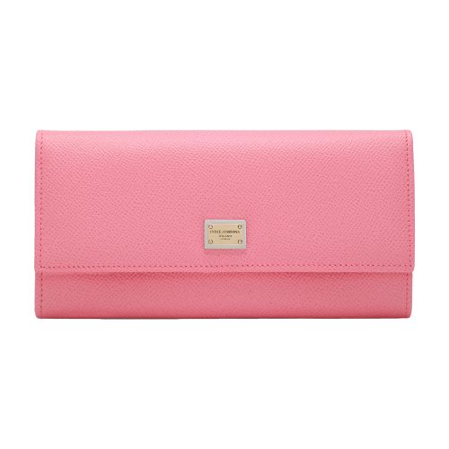 Shop Dolce & Gabbana Dauphine Calfskin Wallet With Branded Tag In Cyclamen_2