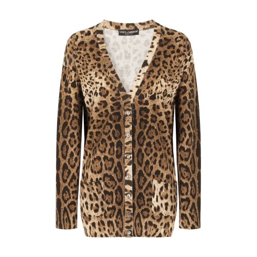 Leopard-print cashmere cardigan