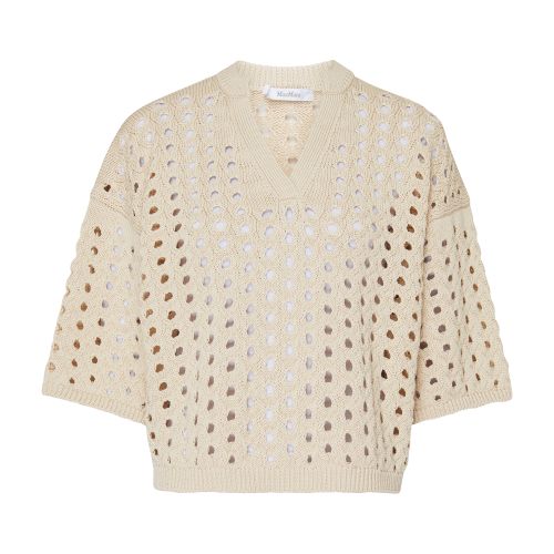Max Mara Ottuso Boxy Open Stitch Sweater In Bianco_avorio