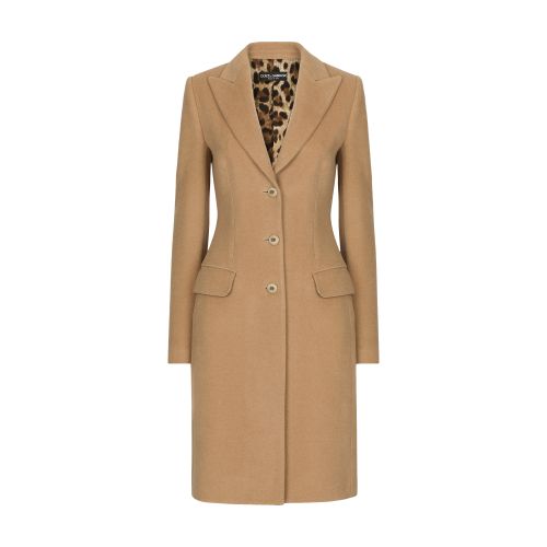 Single-breasted camel wool coat