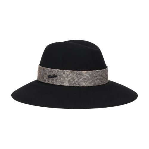 Borsalino Claudette Fine Wool Felt With Animalier Hat Band In Black_animalier_hat_band