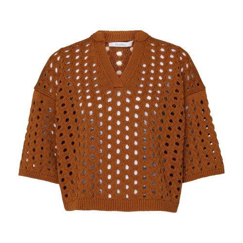 Shop Max Mara Ottuso Knitted Top In Cuoio