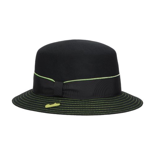 Borsalino Zoe Wool Felt With Grosgrain And Velvet Trim Hat Band In Black_black_and_lime_hat_band