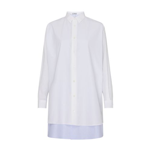 Shop Loewe Lined Shirt Dress In White_blue