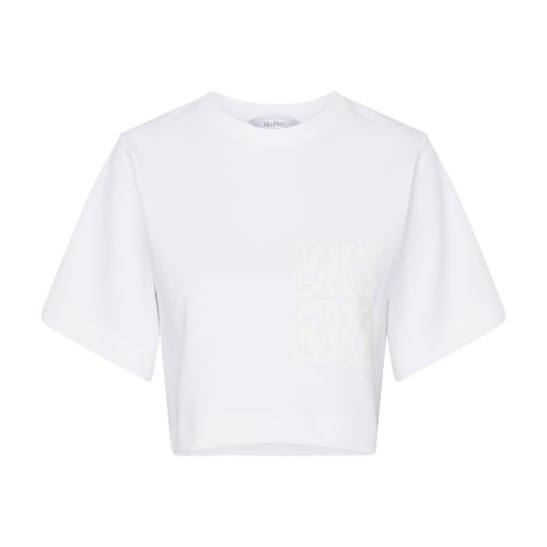 Shop Max Mara Messico Cropped T-shirt In Bianco