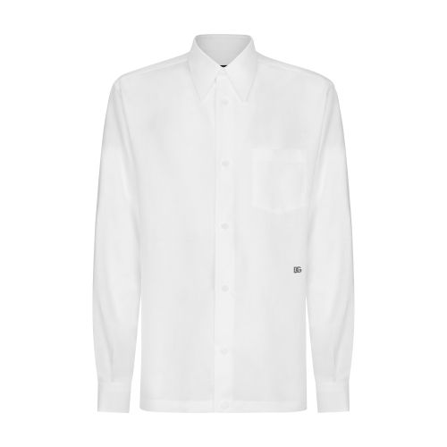 Shop Dolce & Gabbana Shirt With Dg Hardware In Optical_white