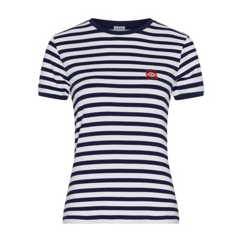 Shop Loewe Slim Fit Striped T-shirt In White_navy