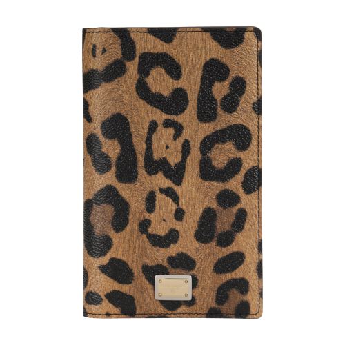 Leopard-print Crespo passport holder with branded plate